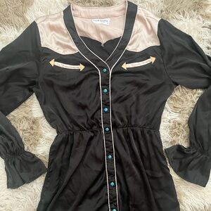 Black and Cream Western Button-Down Dress